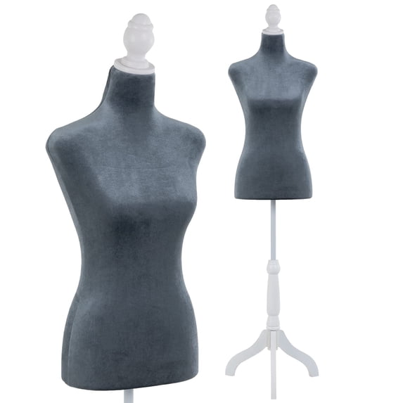 PayLessHere Female Mannequin Torso, Adjustable 49.6-63.4", Foam & Wooden Tripod Stand, Grey