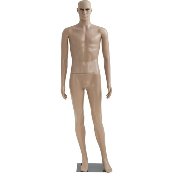 PayLessHere 73" Male Mannequin, Full Body w/Detachable Head & Metal Base Used for Display Clothing