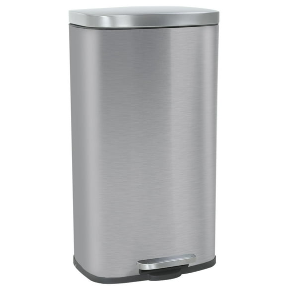 PayLessHere 8Gal Silver Trash Can - Stainless Steel w/Foot Pedal & Soft Close Lid