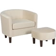 thumbnail image 1 of PayLessHere Accent Chair with Ottoman, Velvet Modern Armchair & Sofa Chair, Comfortable Living Room Chair for Reading, Bedroom, Lounge & Apartment，Beige, 1 of 7