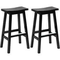 PayLessHere Bar Stools Set of 2 for Kitchen Counter Solid Wooden Saddle Stools 30-Inch Height Home Furniture Barstool, Black