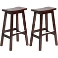 thumbnail image 1 of PayLessHere Bar Stools Set of 2 for Kitchen Counter Solid Wooden Saddle Stools 30-Inch Height Home Furniture Barstool, Brown, 1 of 7