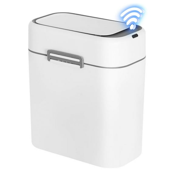 PayLessHere Bathroom Trash Can with Lid 2.2 Gallon ,Small Slim Garbage Can for Office, (White, 1)