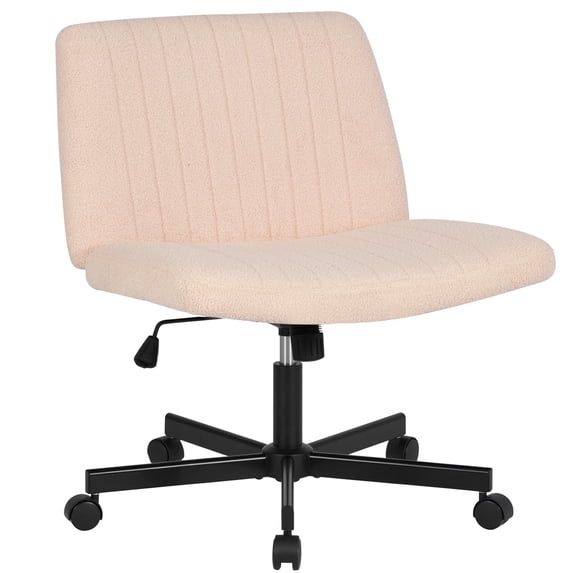PayLessHere Criss Cross Armless Office Chair, Adjustable Height & 360° Swivel Wheels, Home Office Chair Pink