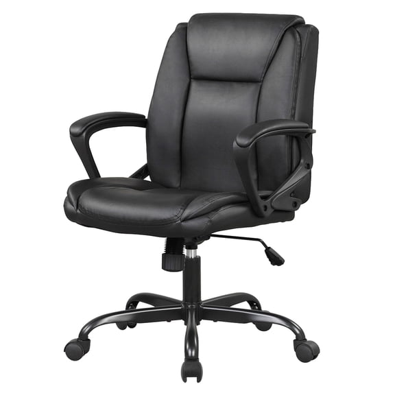 PayLessHere Ergonomic Office Chair - PU Leather w/Lumbar Support & ArmrestsBlack