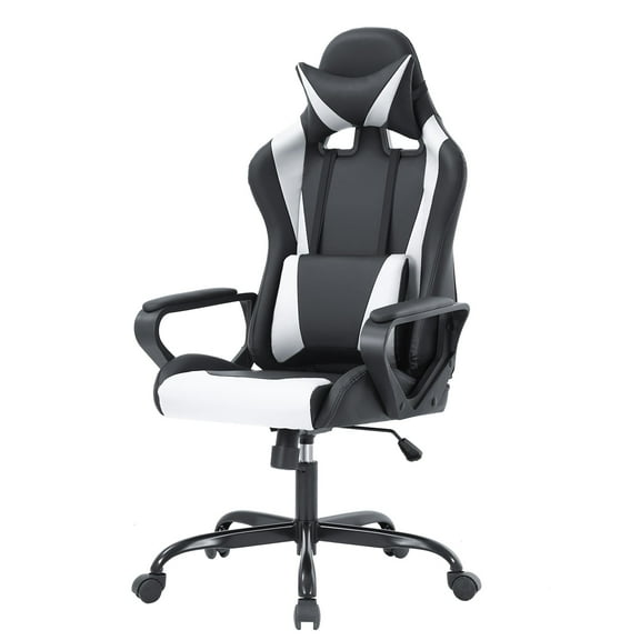 PayLessHere Ergonomic Pu Desk Chair ,Racing Gaming Chair,Lumbar Support for Back Pain Adults,White