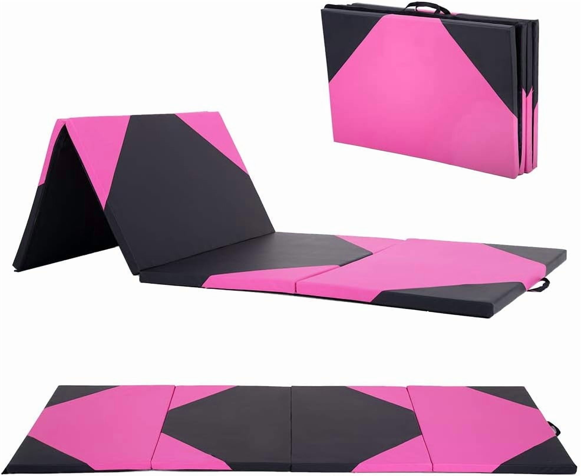 PayLessHere Foldable Gymnastics Mat 4'x10' PU Leather Tumbling Exercise Yoga Mat for Home Outdoor
