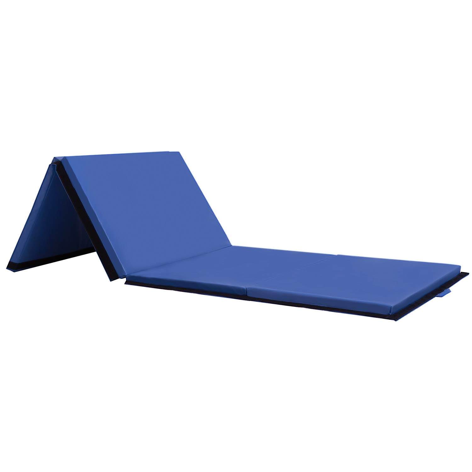 PayLessHere Foldable Gymnastics Mat 4'x10' PU Leather Tumbling Yoga Mat for Home Outdoor，Blue