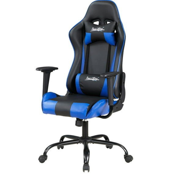 PayLessHere Gaming Chair - Ergonomic w/Lumbar Support & HeadrestRolling Swivel for PC Gamer (Blue)