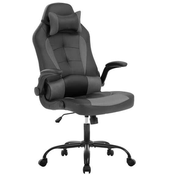 PayLessHere Gaming Chair With Lumbar Support, Adjustable Headrest Office Chair For Adults, Grey