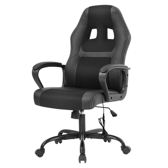 PayLessHere Gaming Office Chair - PU Leather w/Massage & 360° Swivel for Adults,Black