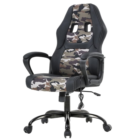 PayLessHere Adult Camouflage PU Leather PC Gaming Chair with Massage and 360° Swivel, Camo