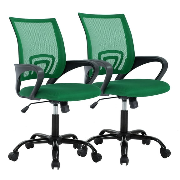 PayLessHere Home Ergonomic Office , Lumbar Support Armrest , Swivel for Adults (Pack of 2, Green)