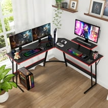 PayLessHere L Shaped Desk Corner Gaming Desk Computer Desk for Adults,Black,29"H