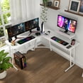 thumbnail image 1 of PayLessHere L Shaped Desk Corner Gaming Desk with Large Desktop Studying Working Desk, White, 1 of 8