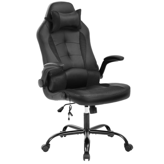 PayLessHere Massage Gaming Chair, Racing PU Leather, Rolling Swivel Office Chair for Adults, Black