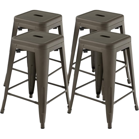 PayLessHere Metal Bar Stools Set of 4 Counter Height Bar Stools 24 Inches,Bronze