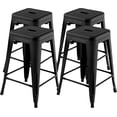 thumbnail image 1 of PayLessHere Metal Bar Stools Industrial Metal Stool Patio Furniture 24 Inches Kitchen Counter Stool Indoor/Outdoor Stool Moden Stackable Barstools Restaurant Dining Chairsbarstools,Black, 1 of 7