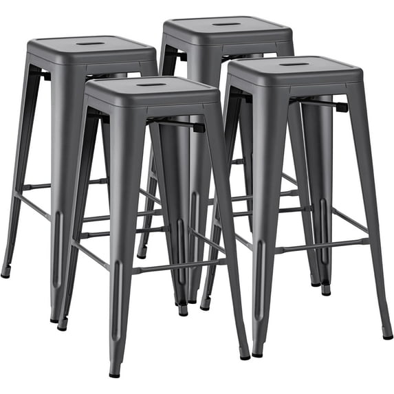 PayLessHere Metal Bar Stools Industrial Metal Stool Patio Furniture 30 Inches Kitchen Counter Stool Indoor/Outdoor Stool Moden Stackable Barstools Restaurant Dining Chairsbarstools,Silver