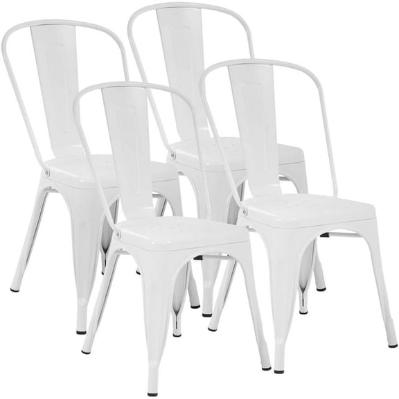 PayLessHere Metal Chairs Dining Stackable Dining Chairs Restaurant Metal Chairs Metal Kitchen Dining Chairs Set Of 5 Trattoria Chairs Indoor/Out Door Metal Tolix Side Chairs,Cream