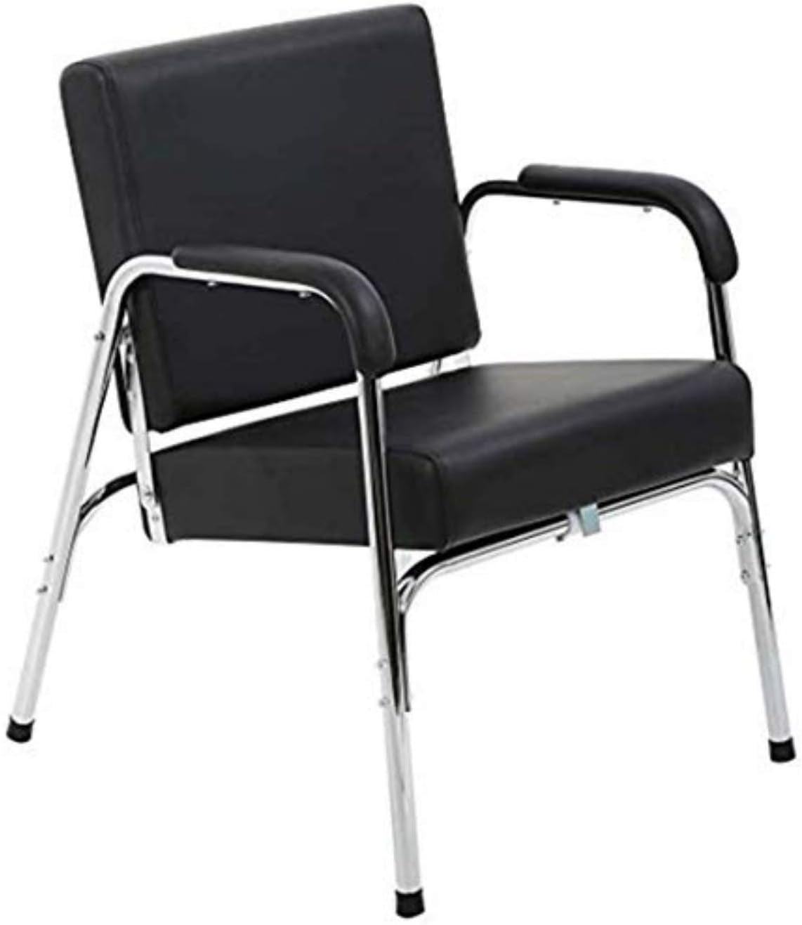 Modern Black Faux Leather Swivel Salon Chair with Chrome Frame