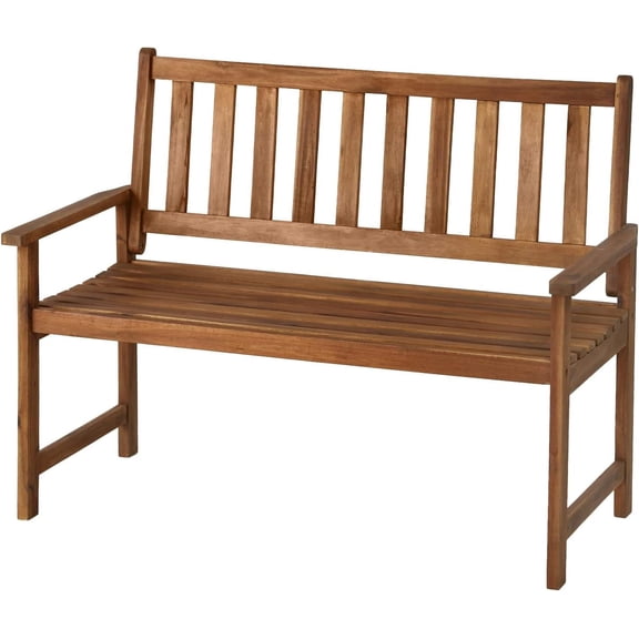 PayLessHere Patio Bench Natural Wooden with Armrests 2 Seats,Natural