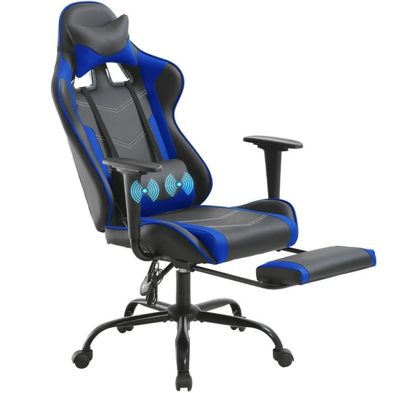 PayLessHere Racing Gaming Chair Office, PU Leather Lumbar Support, Massage Office Chair , Blue