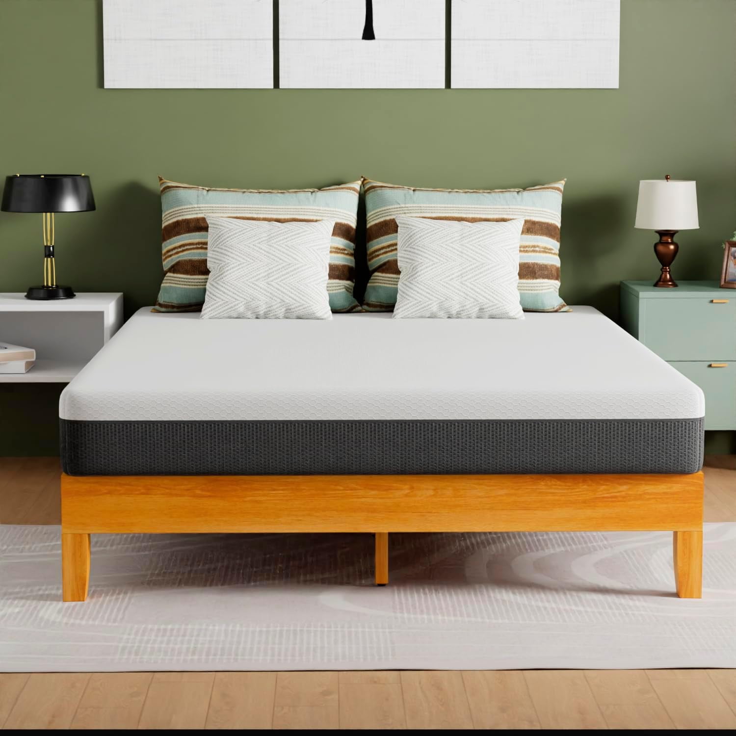 PayLessHere Wood Platform Bed Frame/Without Headboard/NoiseFree/Easy