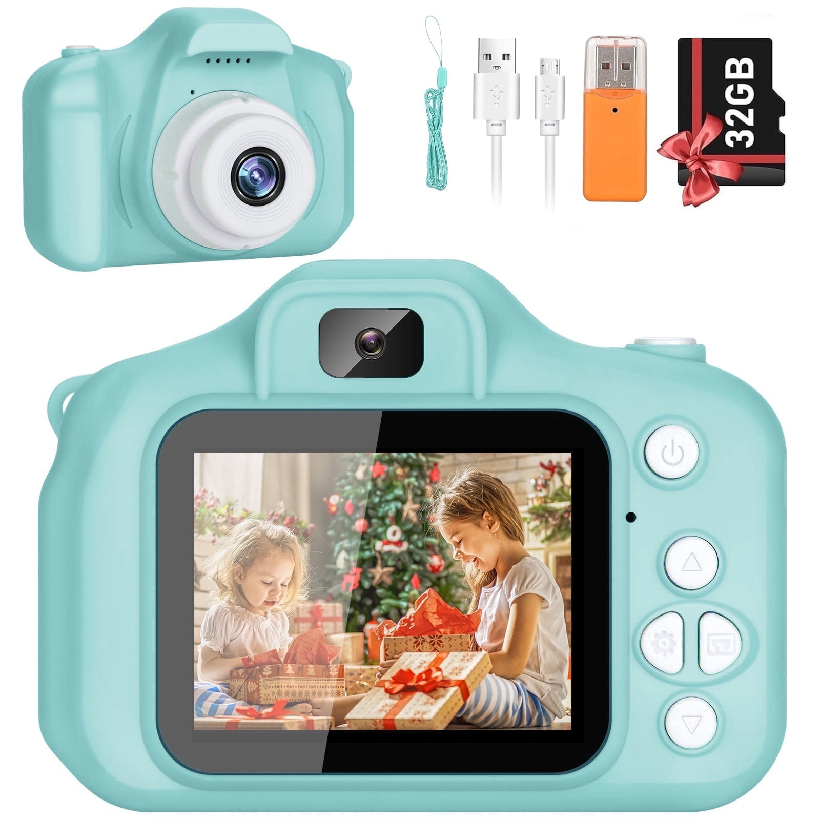 PayUSD Kids Camera 1080p HD Digital Video Camera for Kids 32gb Sd Card Mini Rechargeable Toddler Toys Christmas Birthday Festival Gifts for for 3-12 Years Kids, Green