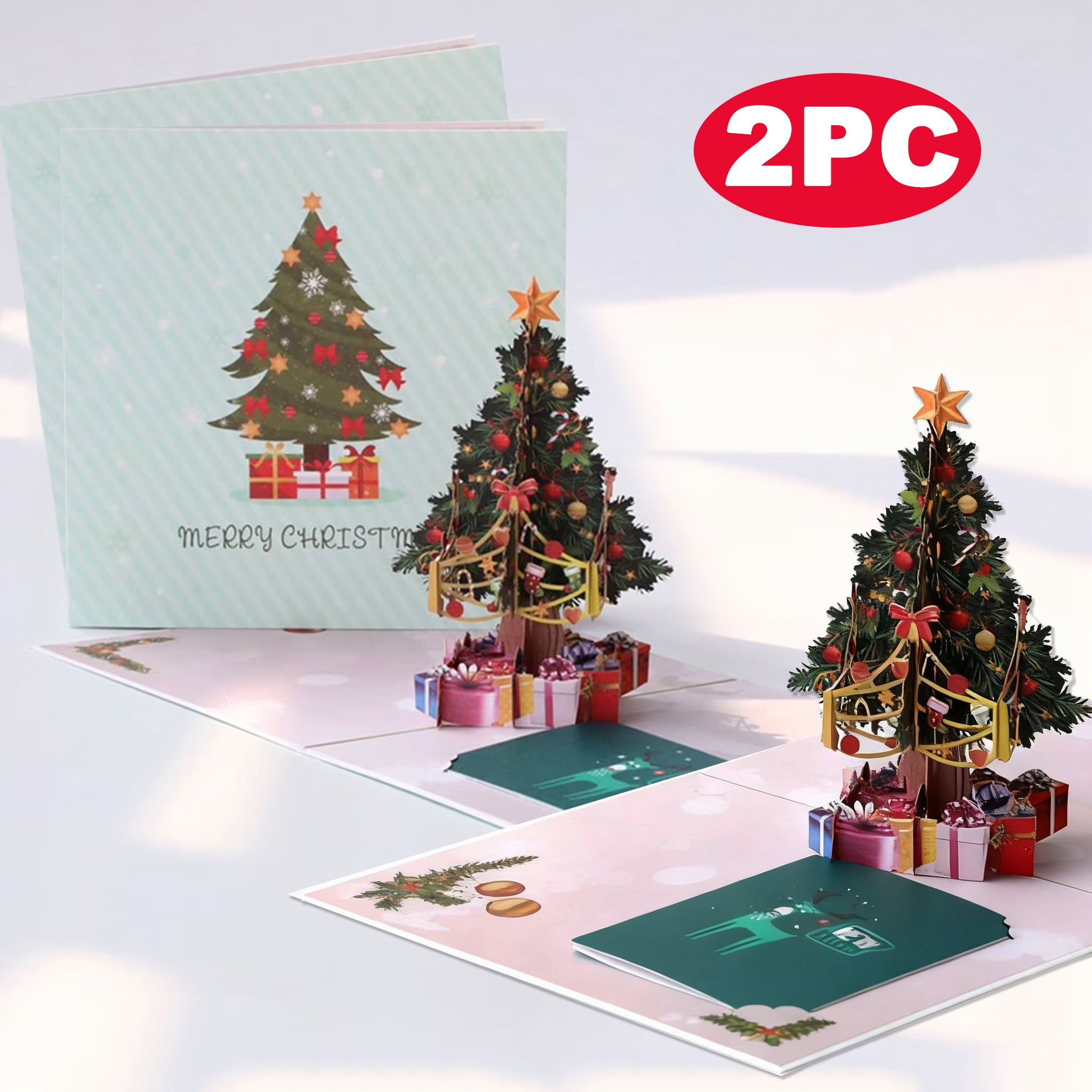 Green Rainbow Christmas Tree, 3D Pop Up Christmas Card, Christmas - View #8