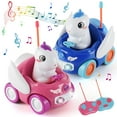 thumbnail image 1 of PayUSD 2 Pack RC Cars Remote Control Car for Toddlers with Lights & Music Race Car for Toddler Toys for 2 3 4 5 Year Old Boys Girls, Christmas Birthday Gift for Kids, Blue & Pink, 1 of 7