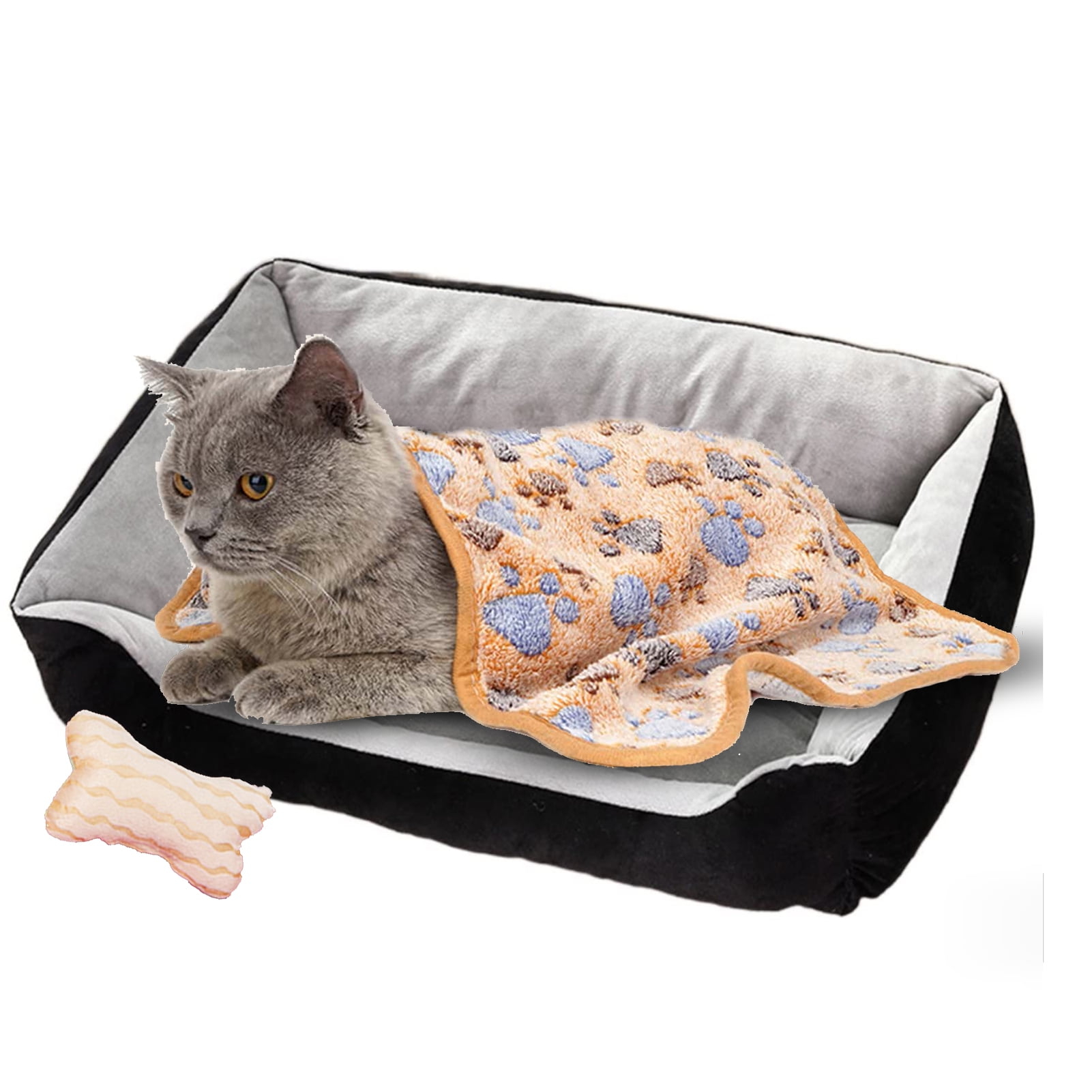 PayUSD 23.6" Dog Beds for Small Dogs with Dog Blanket & Bone Plush Toy