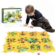 PayUSD 25 PCS Jigsaw Puzzles for Kids 3 6 with a Cute Car Toddler Puzzles Track Play Set Toy Cars Puzzle Mat Running on Track for Boys and Girls Gift, Dinosaur
