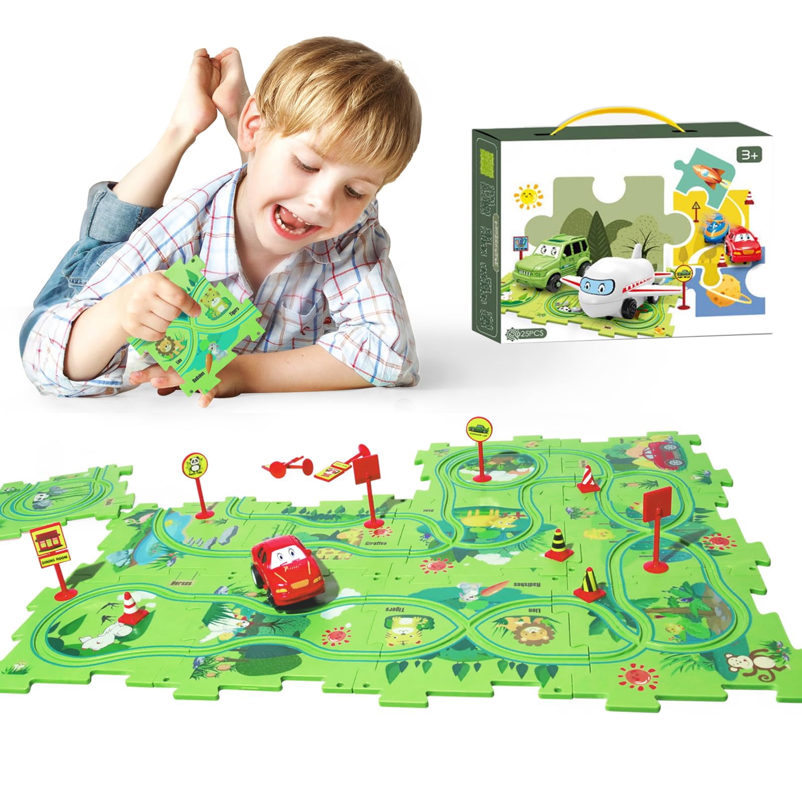 PayUSD 25 PCS Jigsaw Puzzles for Kids 3 6 with a Cute Car Toddler