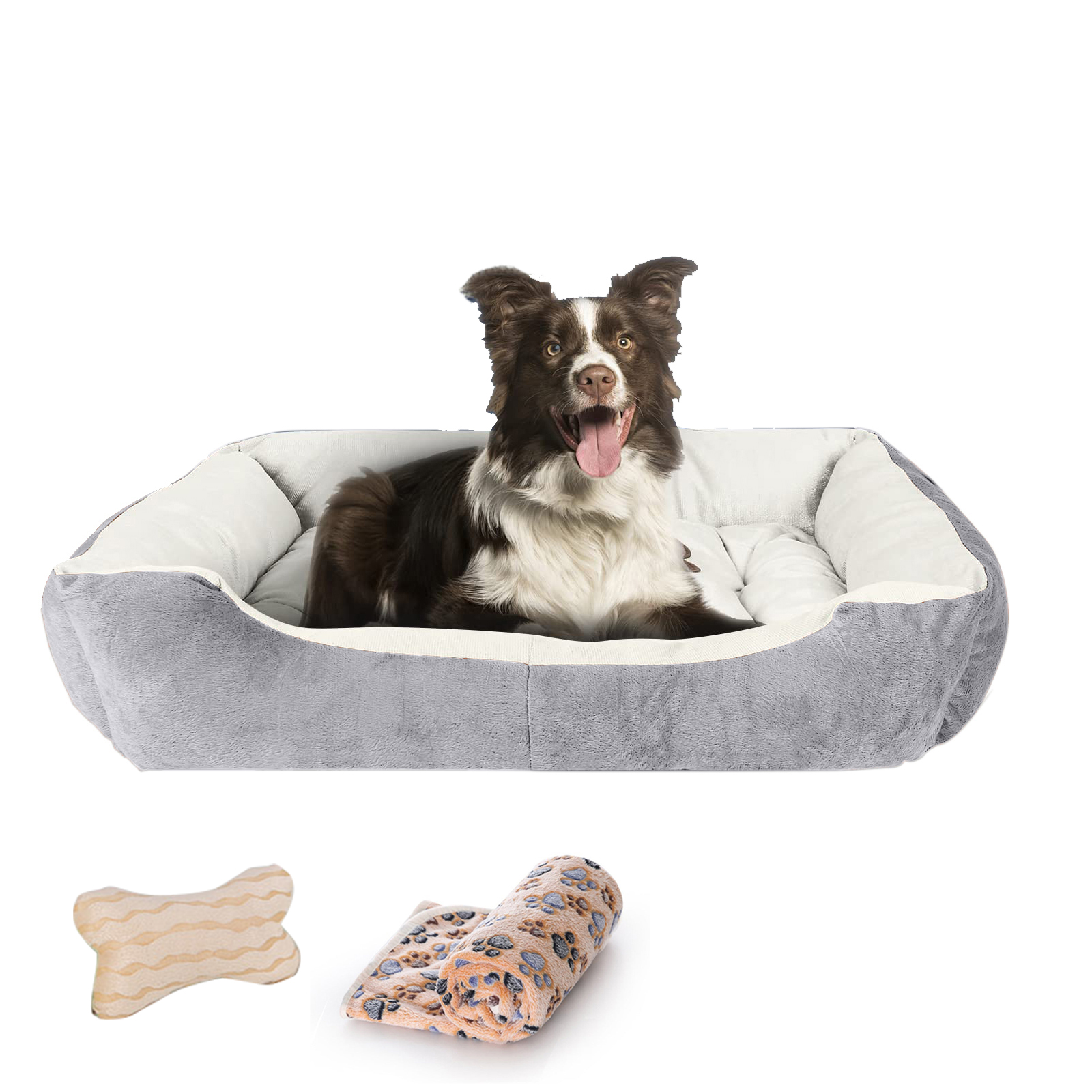 PayUSD 31.5" Dog Beds for Medium Dogs with Dog Blanket & Bone Plush Toy
