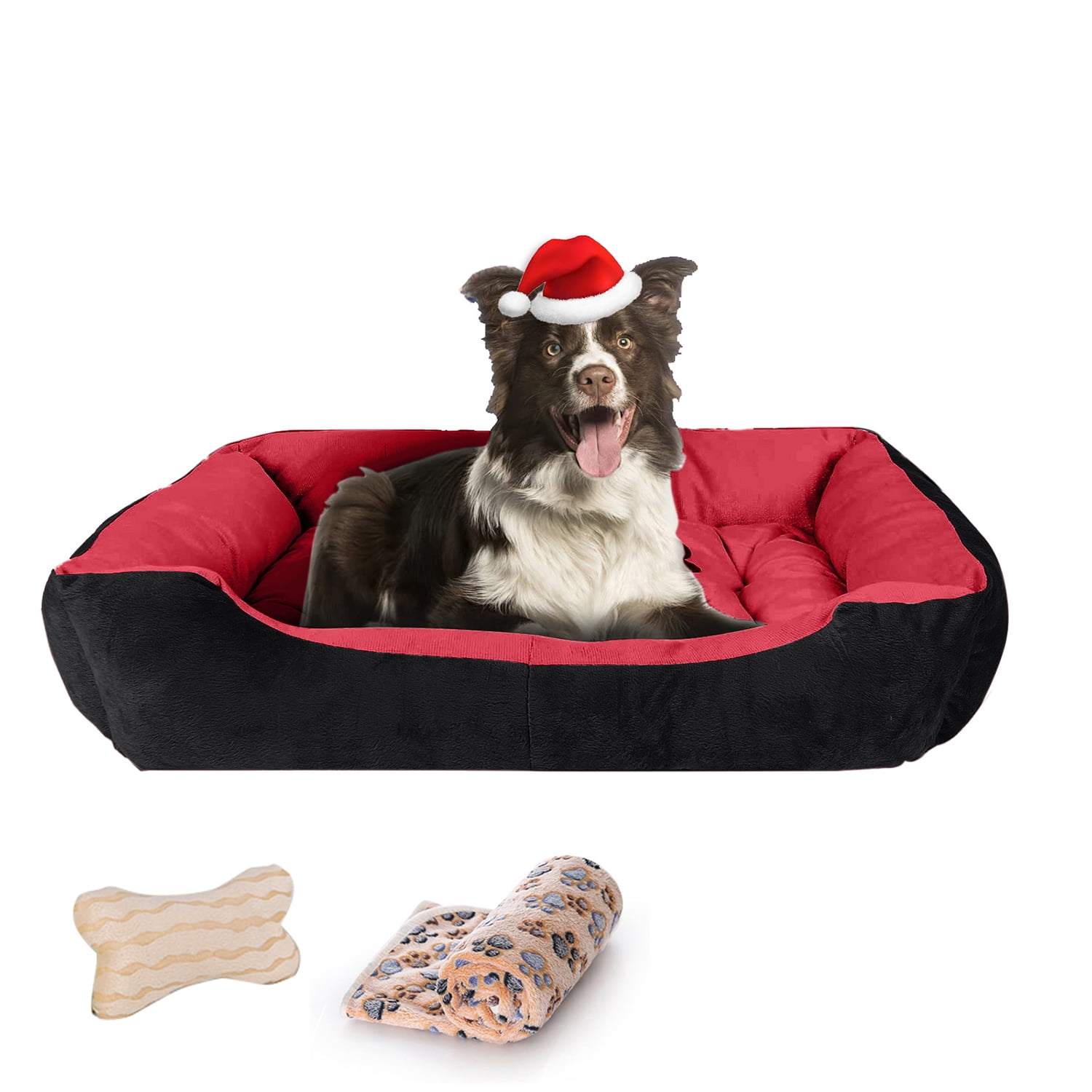PayUSD 31.5" Dog Beds for Medium Dogs with Dog Blanket & Bone Plush Toy