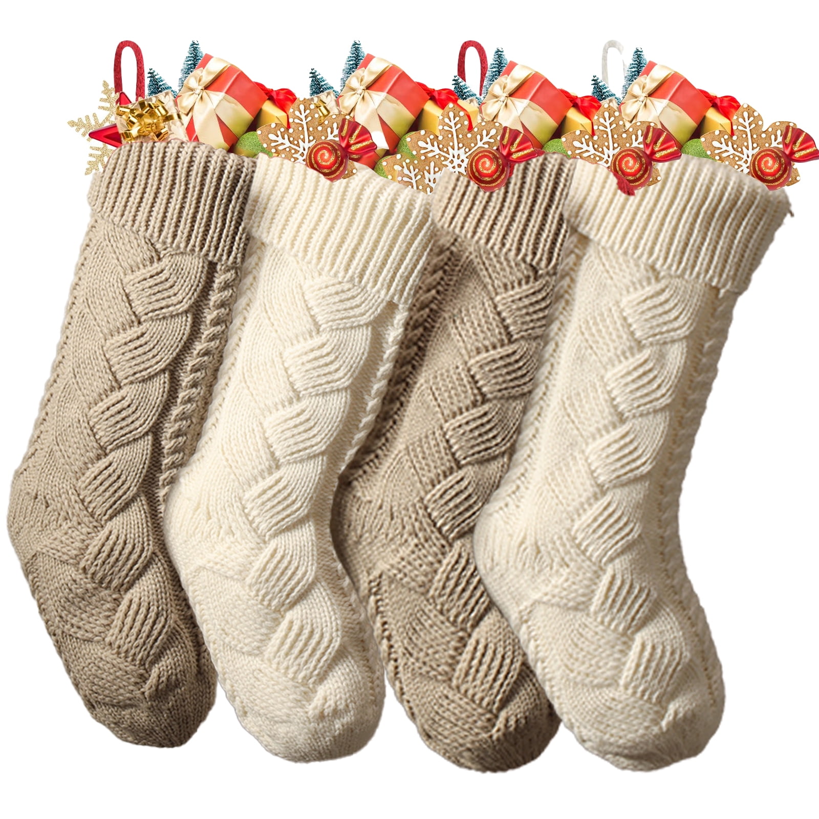 PayUSD 4 Pack Christmas Stockings 18 Inches New Twist Knitted Large