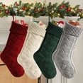 thumbnail image 1 of PayUSD 4 Pack Christmas Stockings 18 Inches New Twist Knitted Large Stocking Gifts Candy Bag Hanging Stockings Decorations for Family Holiday Christmas Party Decor, Ivory White&Wine Red&Green&Grey, 1 of 9