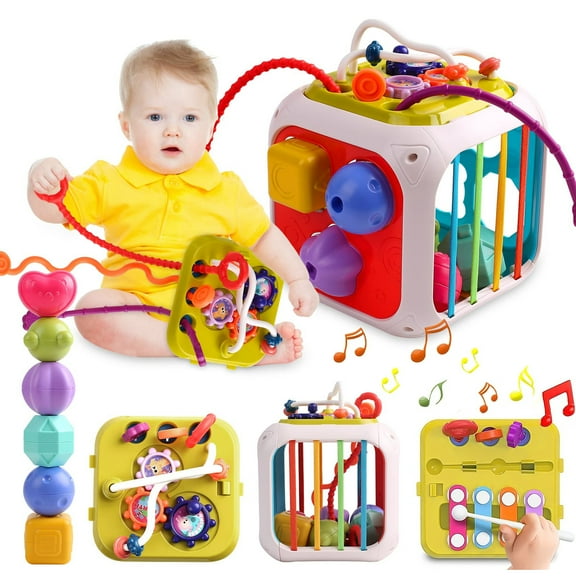 PayUSD 7-in-1 Baby Sensory Toys for 1 2 Year Old , Toddlers Toys for Boys Girls, Baby Toys 6-12-18 Months Fine Motor Skills Developmental Toys, Christmas Birthday Gifts Learning Infant Toys