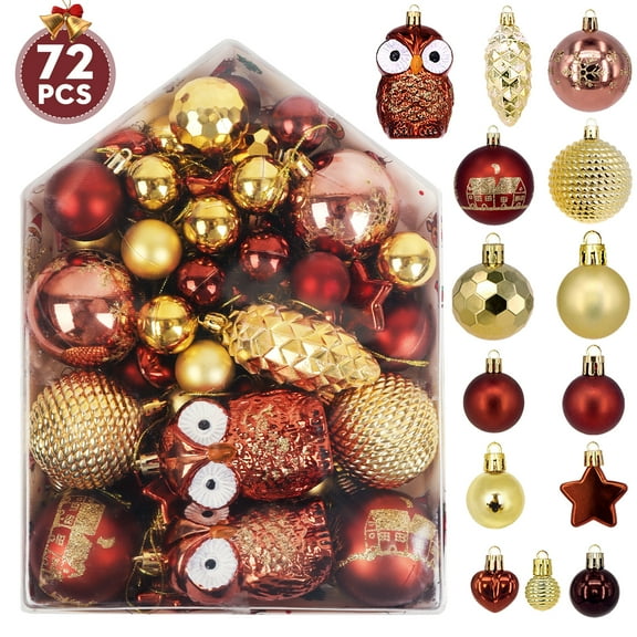PayUSD 72PCS Christmas Ornaments Balls for Xmas Christmas Tree Shatterproof Christmas Decorations Hanging Ball Set for Holiday Wedding Party Indoor Outdoor