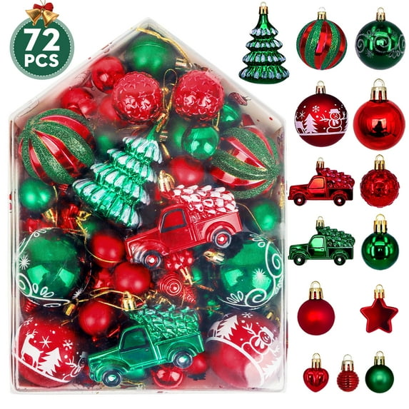 PayUSD 72PCS Christmas Ornaments Balls for Xmas Christmas Tree Shatterproof Christmas Decorations Hanging Ball Set for Holiday Wedding Party Indoor Outdoor