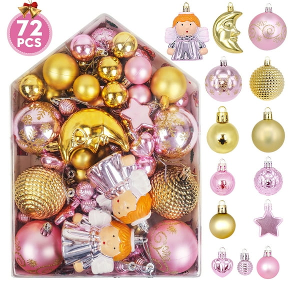 PayUSD 72PCS Christmas Ornaments Balls for Xmas Christmas Tree Shatterproof Christmas Decorations Hanging Ball Set for Holiday Wedding Party Indoor Outdoor