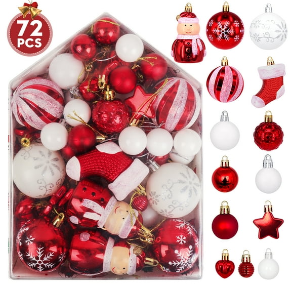 PayUSD 72PCS Christmas Ornaments Balls for Xmas Christmas Tree Shatterproof Christmas Decorations Hanging Ball Set for Holiday Wedding Party Indoor Outdoor