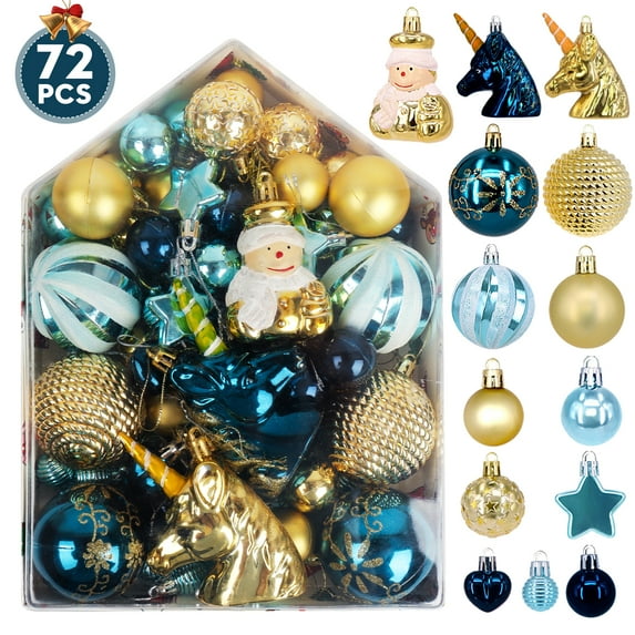 PayUSD 72PCS Christmas Ornaments Balls for Xmas Christmas Tree Shatterproof Christmas Decorations Hanging Ball Set for Holiday Wedding Party Indoor Outdoor