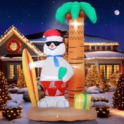 PayUSD 8 FT Christmas Inflatable Surfing Snowman Lawn Outdoor Decorations, Blow up Snowman with Gift, Built-in LED Lights, Xmas Decor Holiday Indoor Outdoor Party Garden Yard Decoration