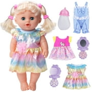 PayUSD Baby Dolls for Toddlers 11" Soft & Cute Dolls with Clothes and Accessories Bottle Toy Pretend Play Collection Christmas Birthday for 3+ Child Girls Gifts