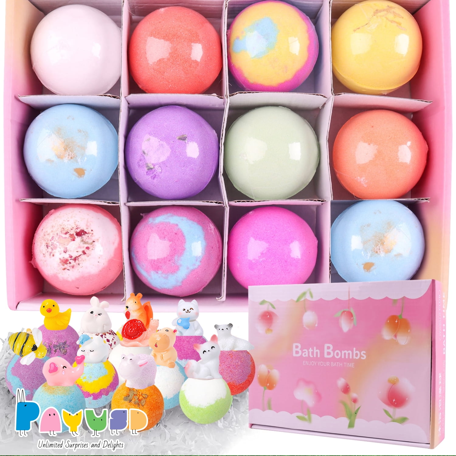 PayUSD Kids Bath Bomb Set with Mystery Surprise Toy, Relaxation Colored ...