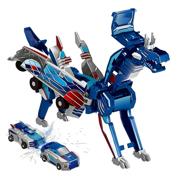 PayUSD 2-in-1 Collision Transformation Dinosaur Toy Cars Magnetic Convertible Dinosaur Toys for Kids 3-12 Perfect Christmas Birthday Gift for Boys
