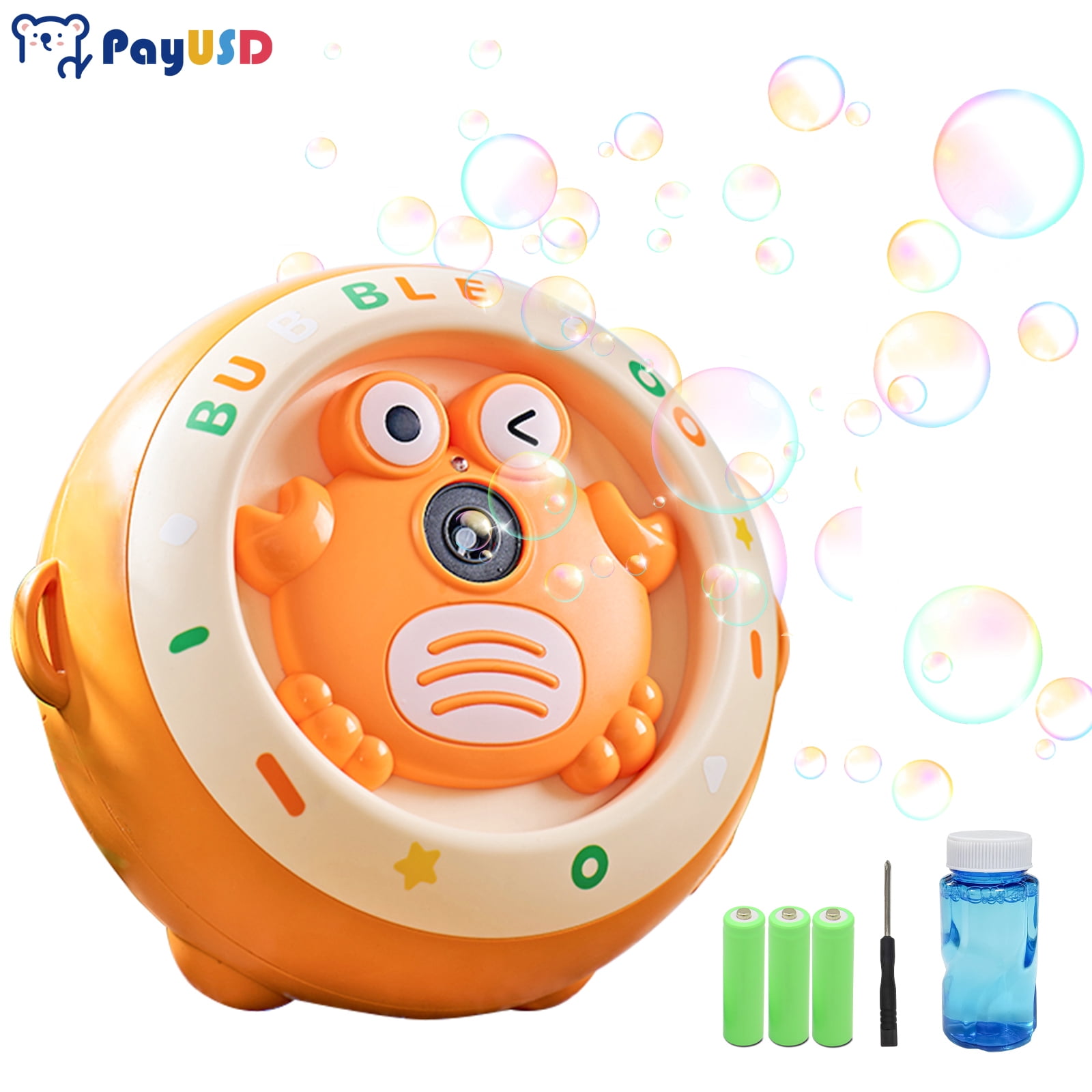 PayUSD Bubble Machine for Kids No Spill Musical Cute Crab Bubble Maker