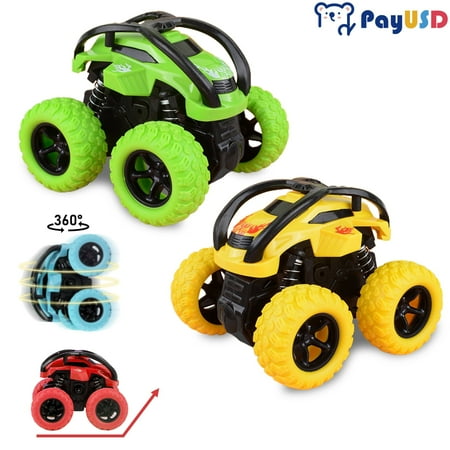 PayUSD Car Toys for Boys 3-6 Years 4 Pack 360° Rotating Stunt Car toys Toddler Toys for Boys Girls Birthday Christmas Party Gifts, Solid Color